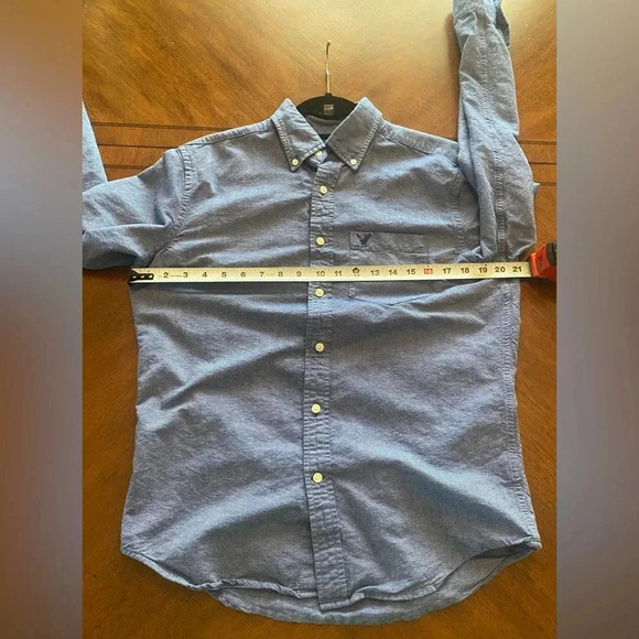 American Eagle Outfitter Men’s Dark Blue Collared Button Cotton Shirt Like New S - Picture 8 of 9